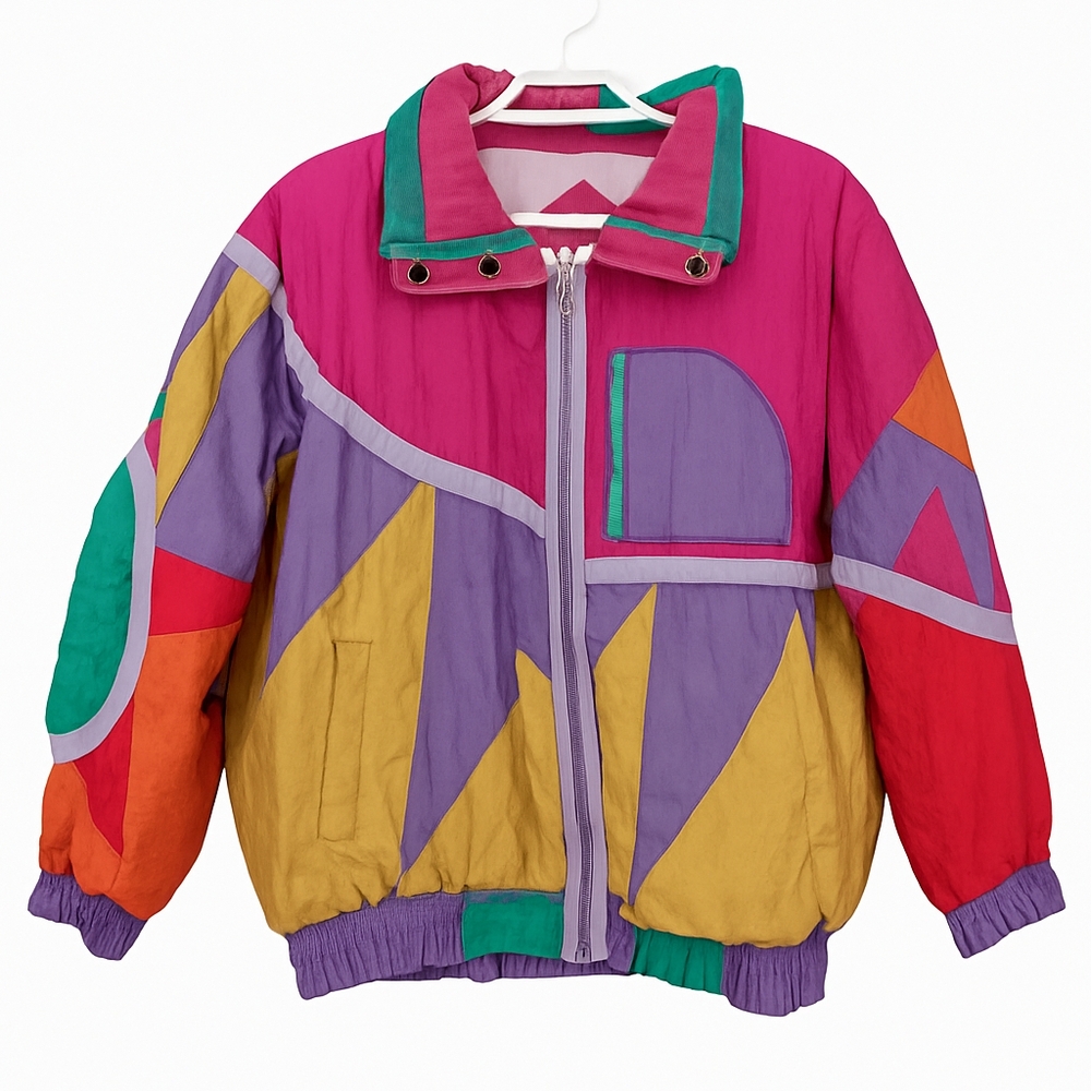 Vintage 80s/90s DJI Colorblock Windbreaker Jacket - Picture 1 of 8